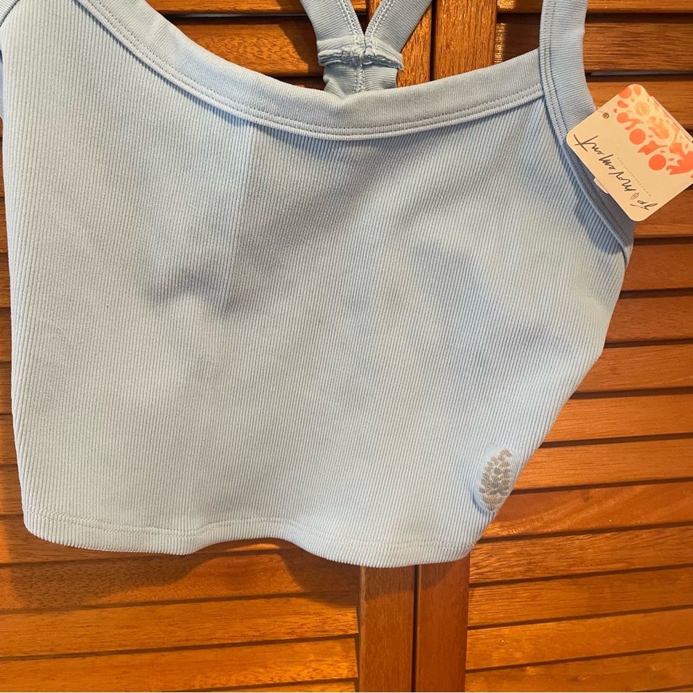 Free People Light Blue Ribbed Tank Top - Picture 6 of 9